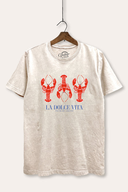 The Sweet Life Coastal Lobster Graphic Mineral Wash Relaxed Tee