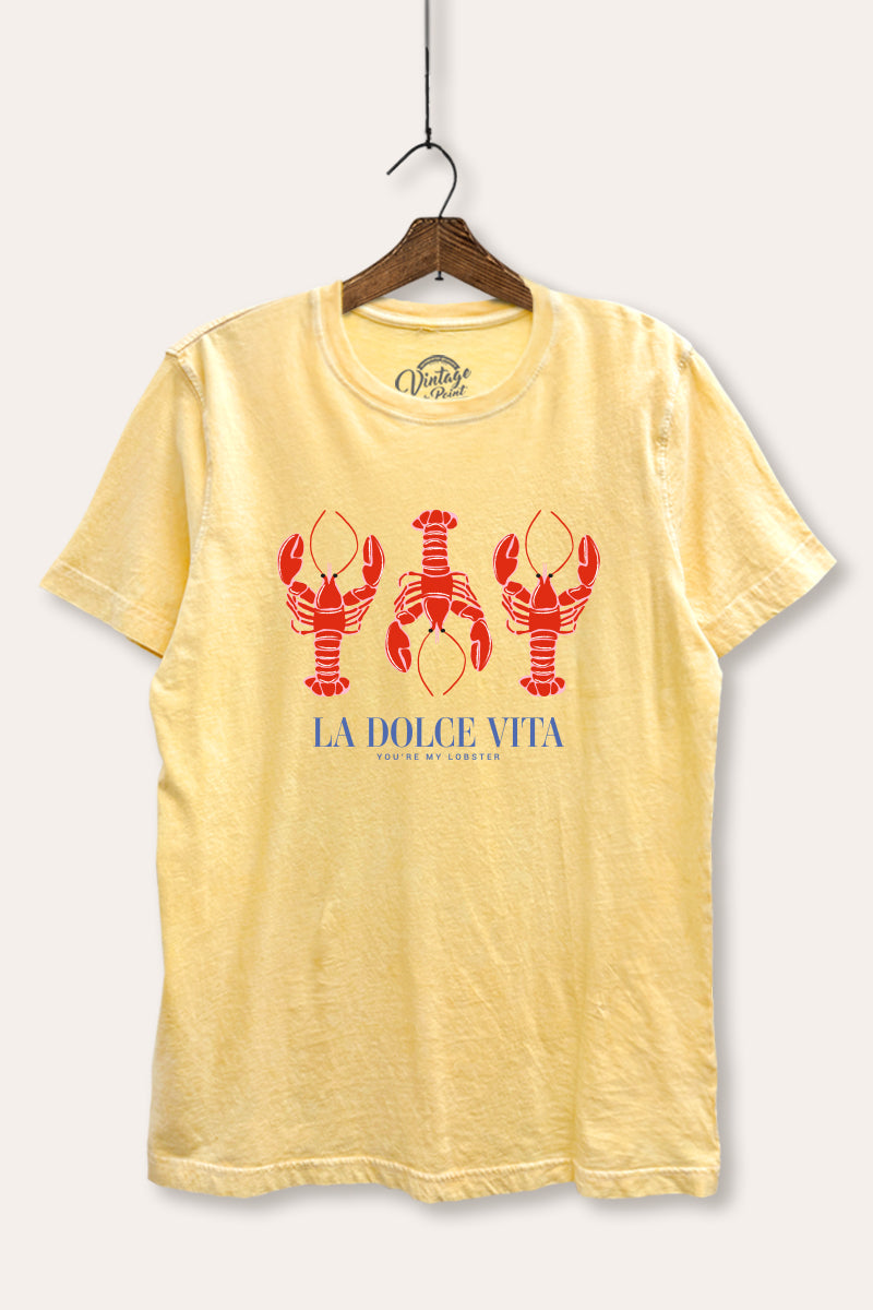 The Sweet Life Coastal Lobster Graphic Mineral Wash Relaxed Tee