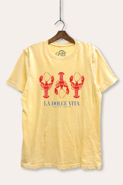 The Sweet Life Coastal Lobster Graphic Mineral Wash Relaxed Tee