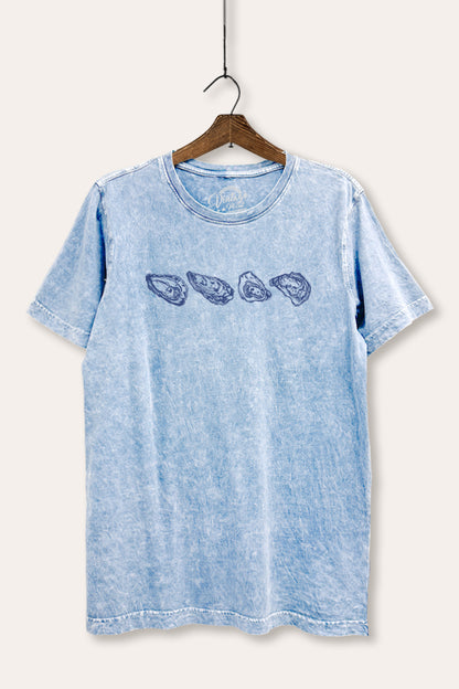 Oyster Coastal Graphic Mineral Wash Relaxed Tee