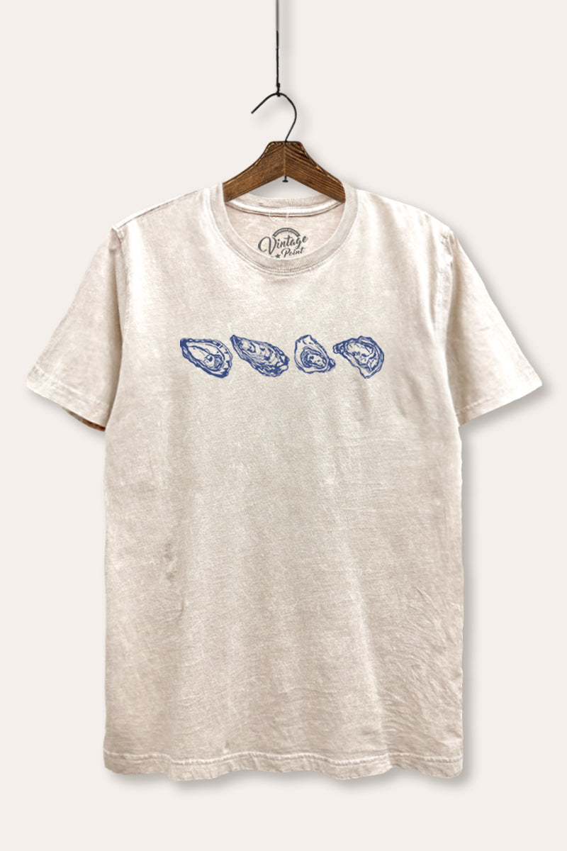 Oyster Coastal Graphic Mineral Wash Relaxed Tee
