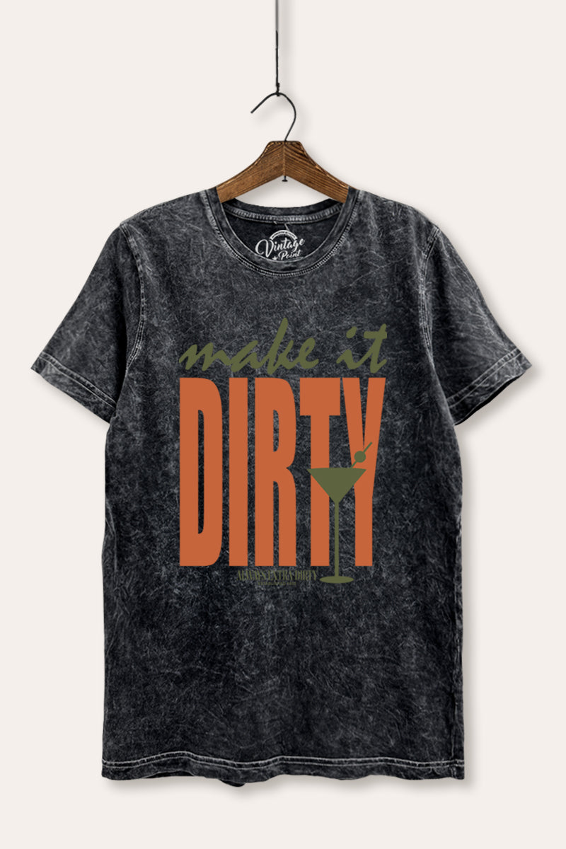 Make It Dirty Martini Graphic Mineral Wash Relaxed Tee