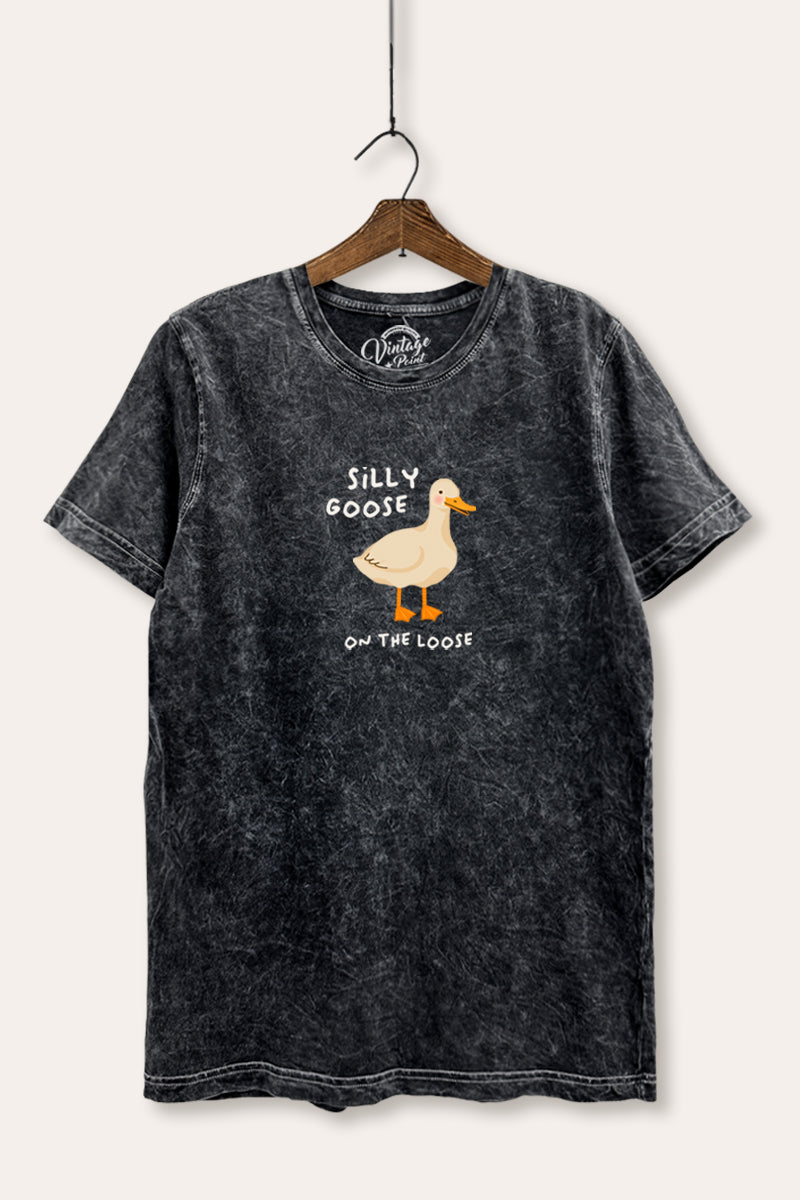 Silly Goose Pastel Graphic Mineral Wash Relaxed Tee