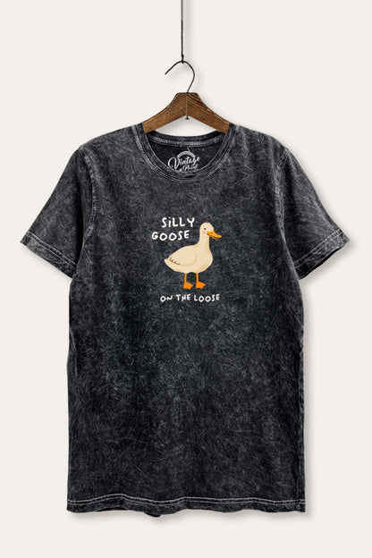 Silly Goose Pastel Graphic Mineral Wash Relaxed Tee