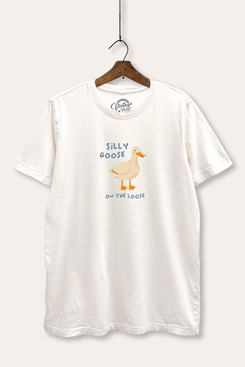 Silly Goose Pastel Graphic Mineral Wash Relaxed Tee