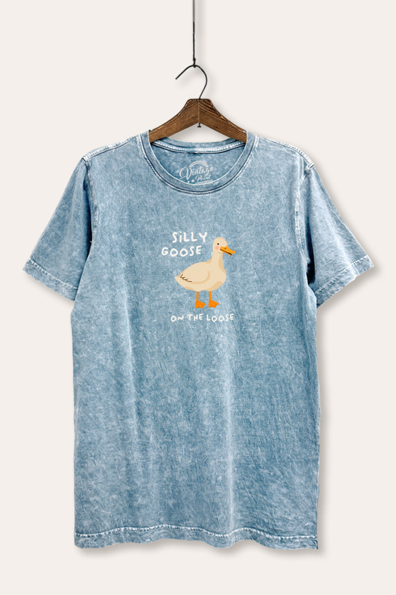 Silly Goose Pastel Graphic Mineral Wash Relaxed Tee