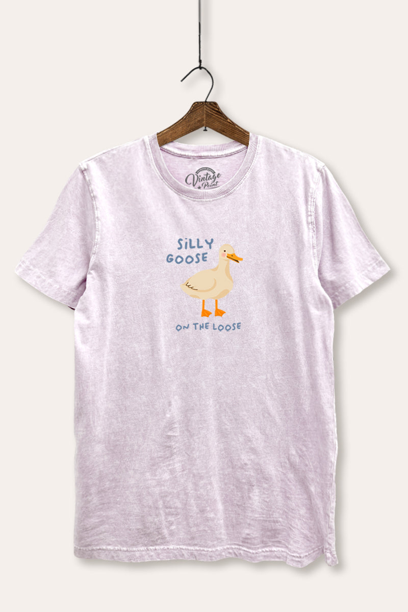 Silly Goose Pastel Graphic Mineral Wash Relaxed Tee
