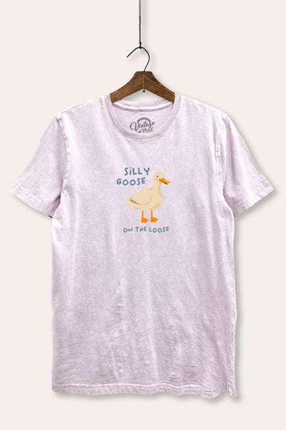 Silly Goose Pastel Graphic Mineral Wash Relaxed Tee