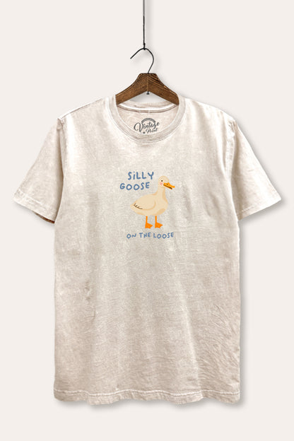 Silly Goose Pastel Graphic Mineral Wash Relaxed Tee