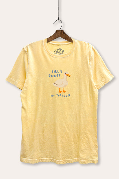 Silly Goose Pastel Graphic Mineral Wash Relaxed Tee