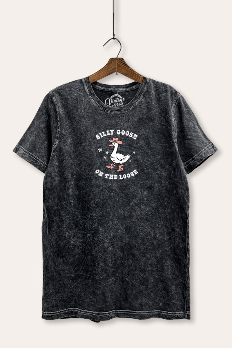 Silly Goose Western Graphic Mineral Wash Relaxed Tee