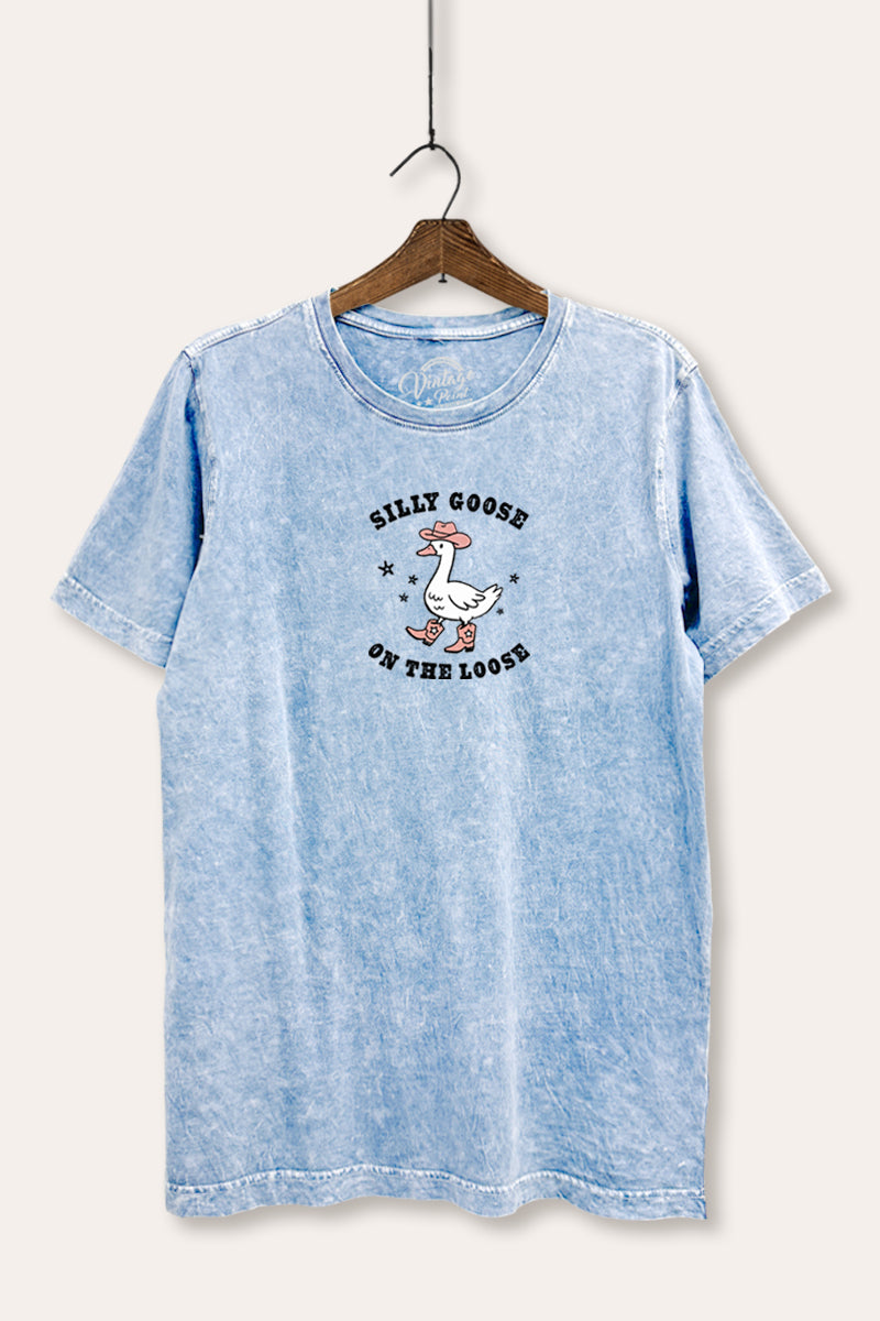 Silly Goose Western Graphic Mineral Wash Relaxed Tee