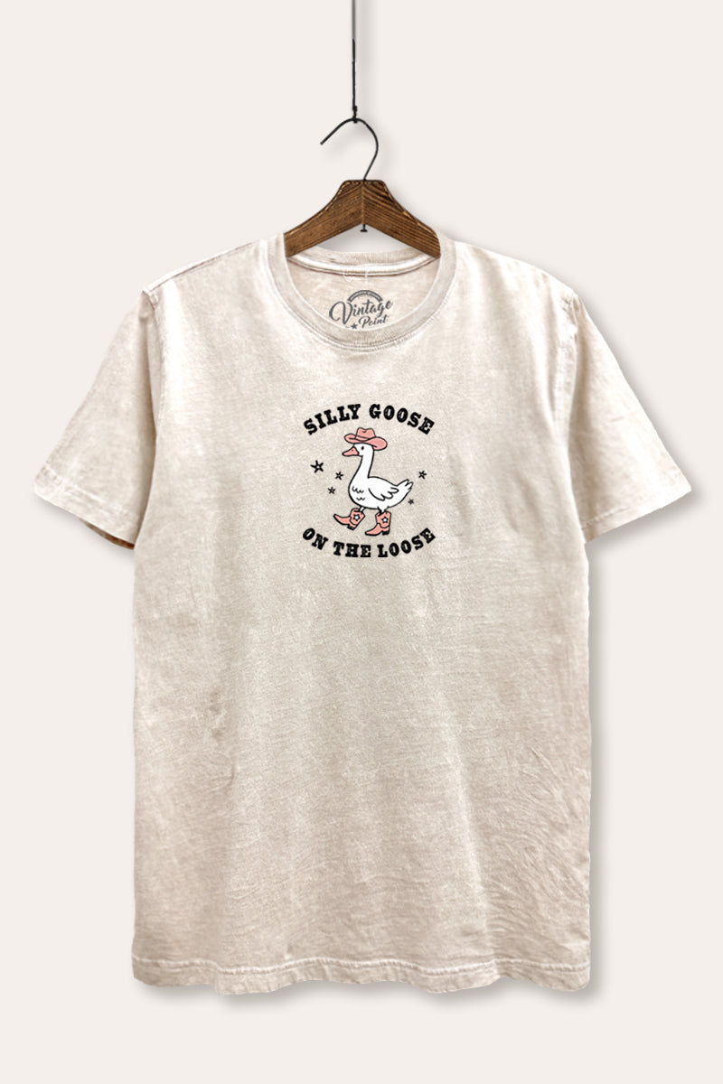 Silly Goose Western Graphic Mineral Wash Relaxed Tee