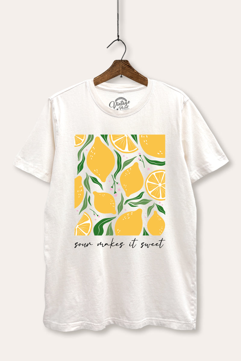 Sour & Sweet Lemon Fruit Graphic Mineral Wash Relaxed Tee