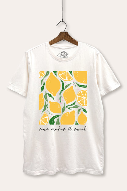 Sour & Sweet Lemon Fruit Graphic Mineral Wash Relaxed Tee