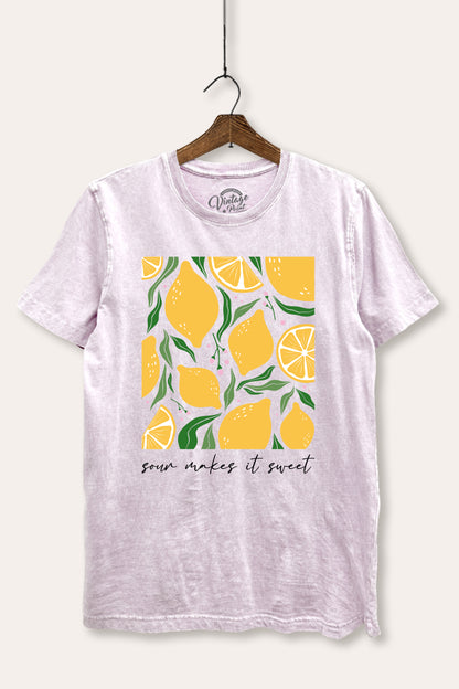 Sour & Sweet Lemon Fruit Graphic Mineral Wash Relaxed Tee