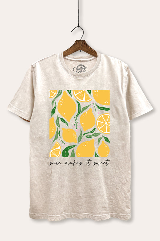Sour & Sweet Lemon Fruit Graphic Mineral Wash Relaxed Tee