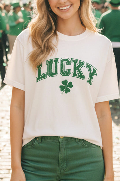 Lucky Clover Graphic Mineral Wash Relaxed Tee