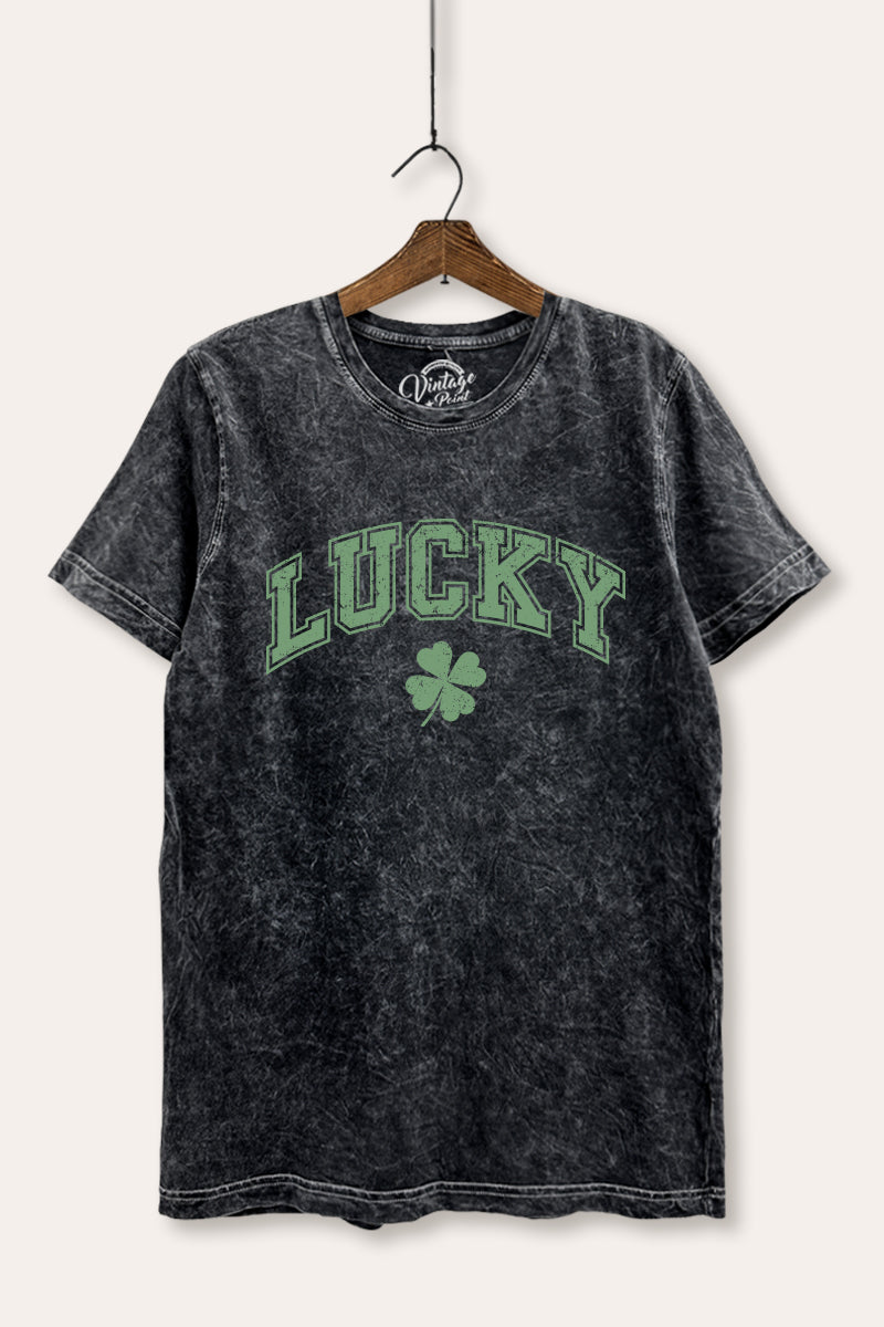 Lucky Clover Graphic Mineral Wash Relaxed Tee