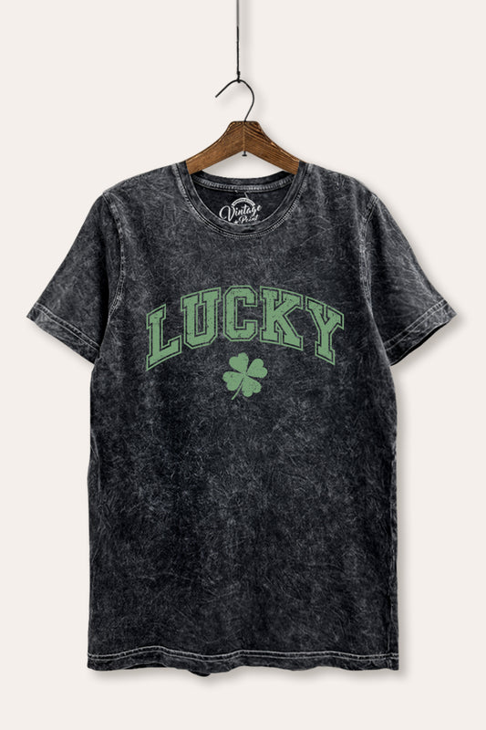 Lucky Clover Graphic Mineral Wash Relaxed Tee