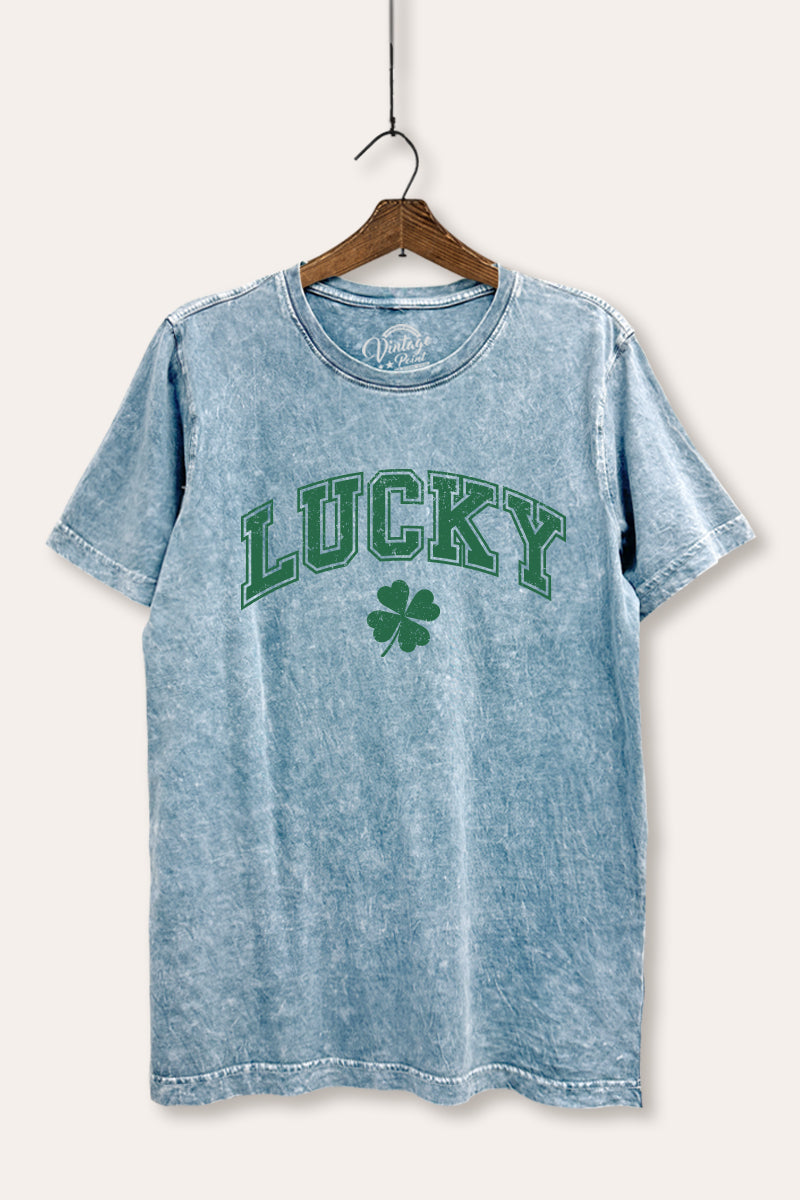 Lucky Clover Graphic Mineral Wash Relaxed Tee