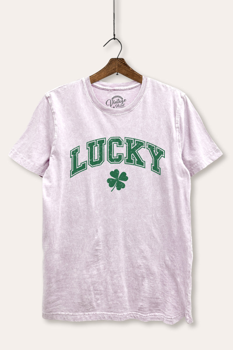 Lucky Clover Graphic Mineral Wash Relaxed Tee