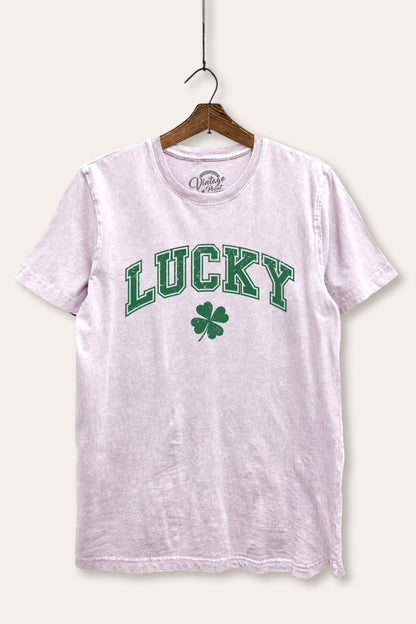 Lucky Clover Graphic Mineral Wash Relaxed Tee