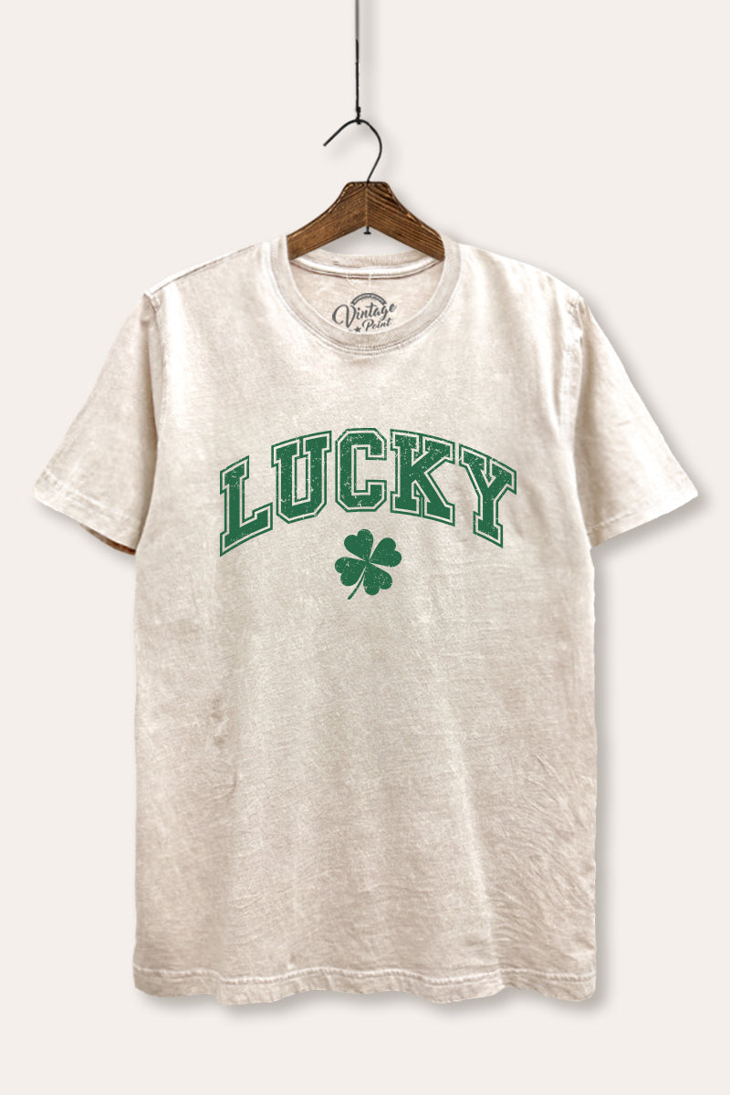 Lucky Clover Graphic Mineral Wash Relaxed Tee