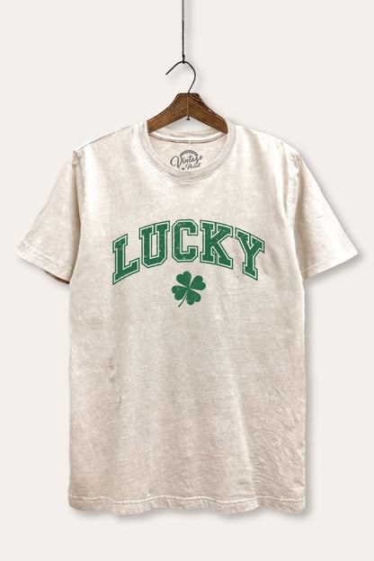 Lucky Clover Graphic Mineral Wash Relaxed Tee
