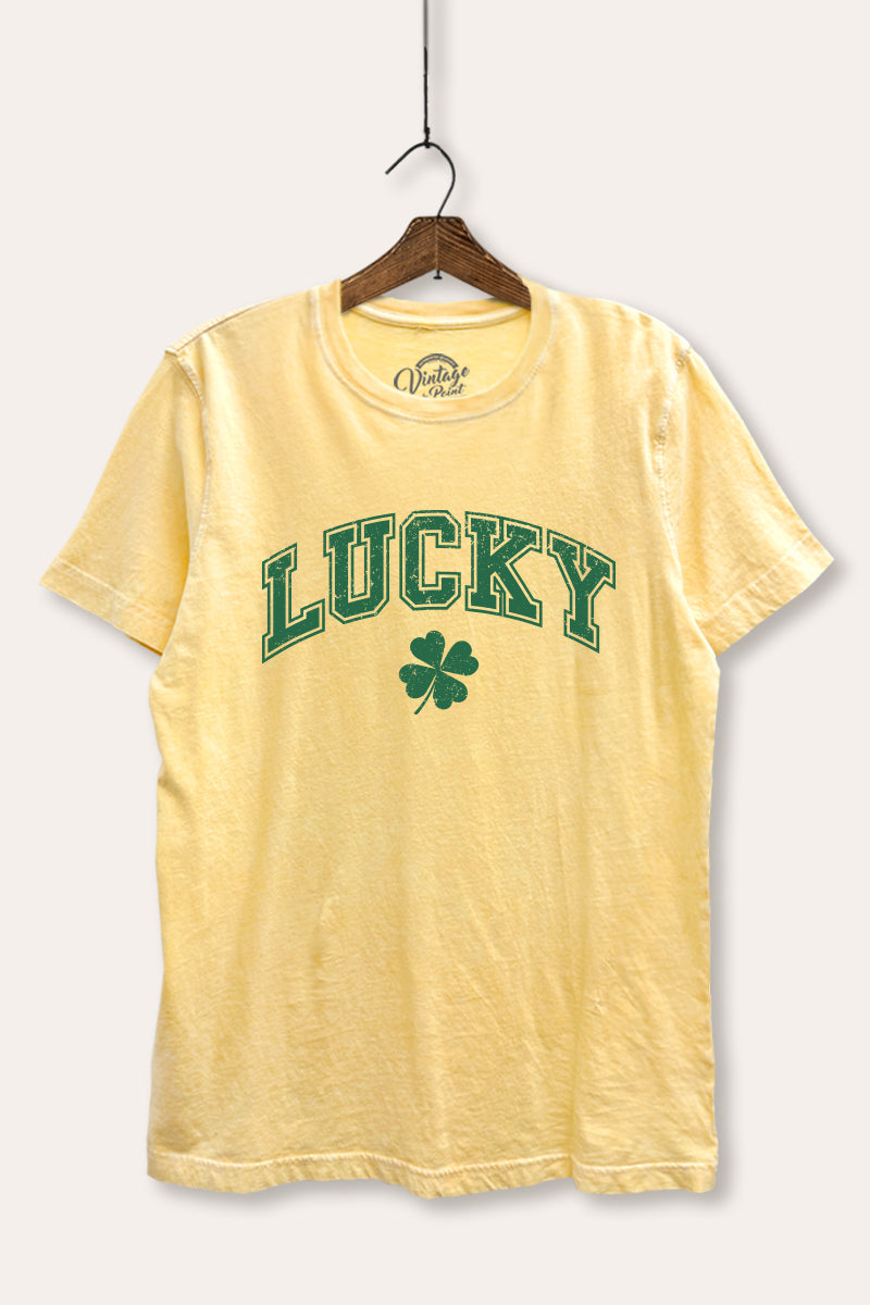 Lucky Clover Graphic Mineral Wash Relaxed Tee