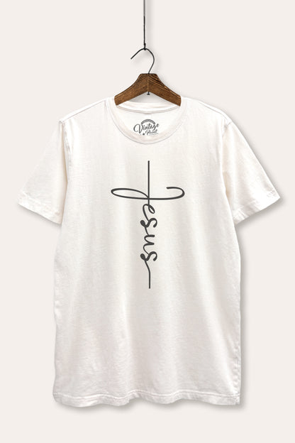 Jesus Cross Typography Mineral Wash Relaxed Tee