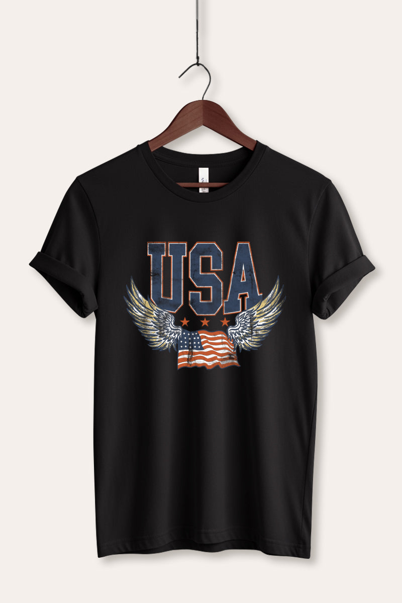USA Flag Wings Of Freedom Graphic Women's Jersey Tee