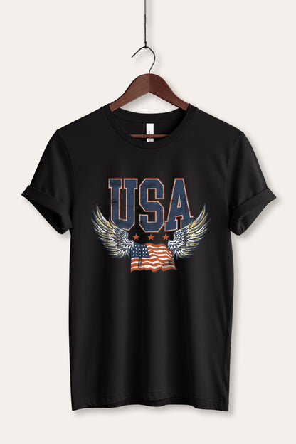 USA Flag Wings Of Freedom Graphic Women's Jersey Tee