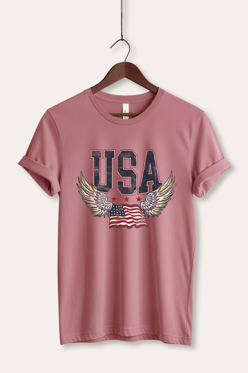 USA Flag Wings Of Freedom Graphic Women's Jersey Tee