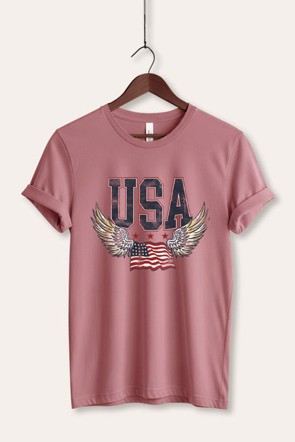 USA Flag Wings Of Freedom Graphic Women's Jersey Tee