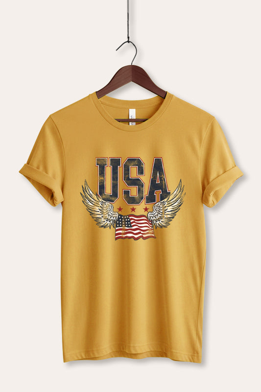 USA Flag Wings Of Freedom Graphic Women's Jersey Tee