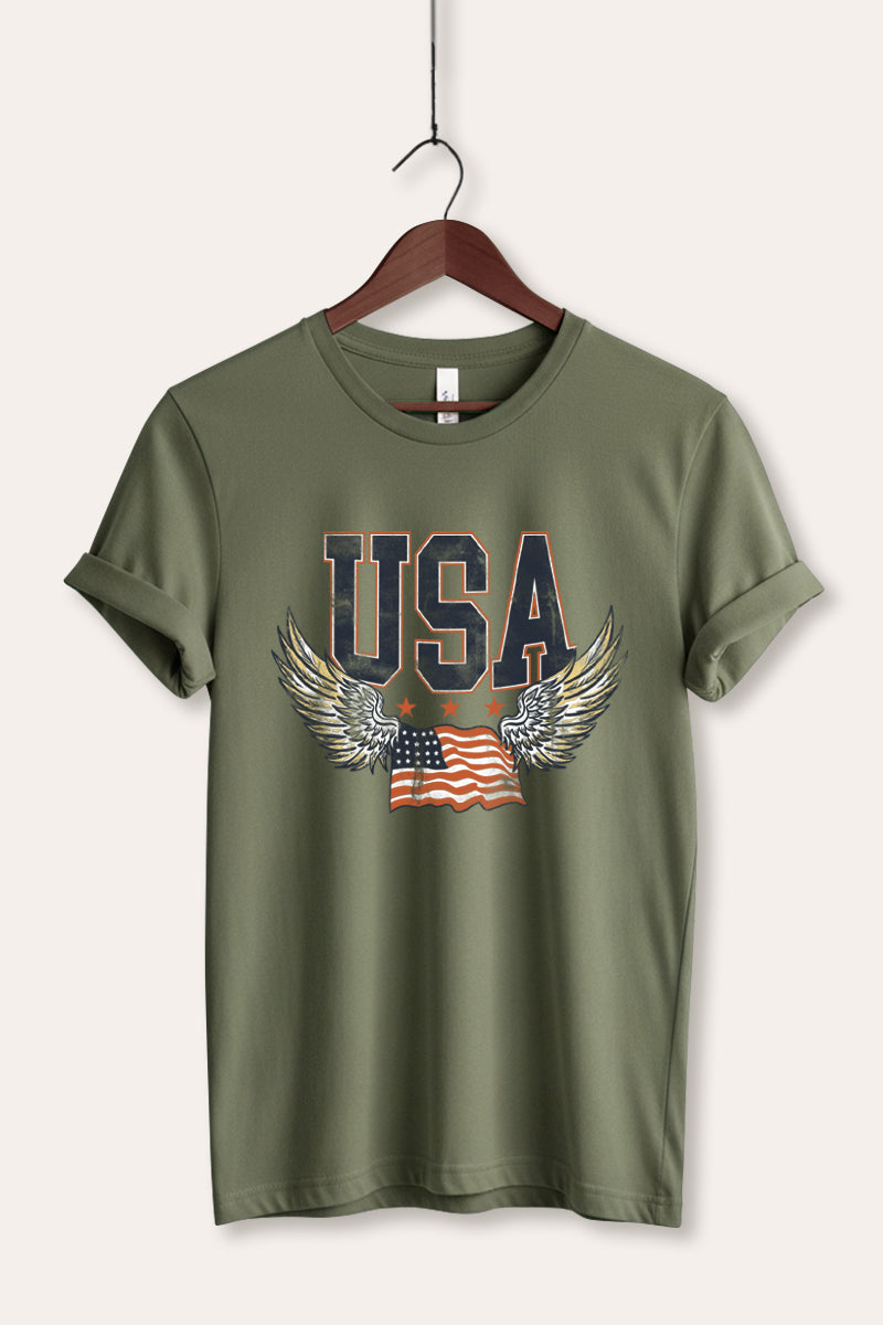 USA Flag Wings Of Freedom Graphic Women's Jersey Tee