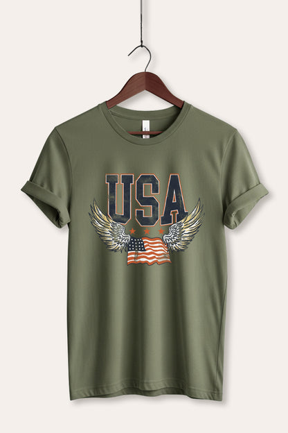USA Flag Wings Of Freedom Graphic Women's Jersey Tee