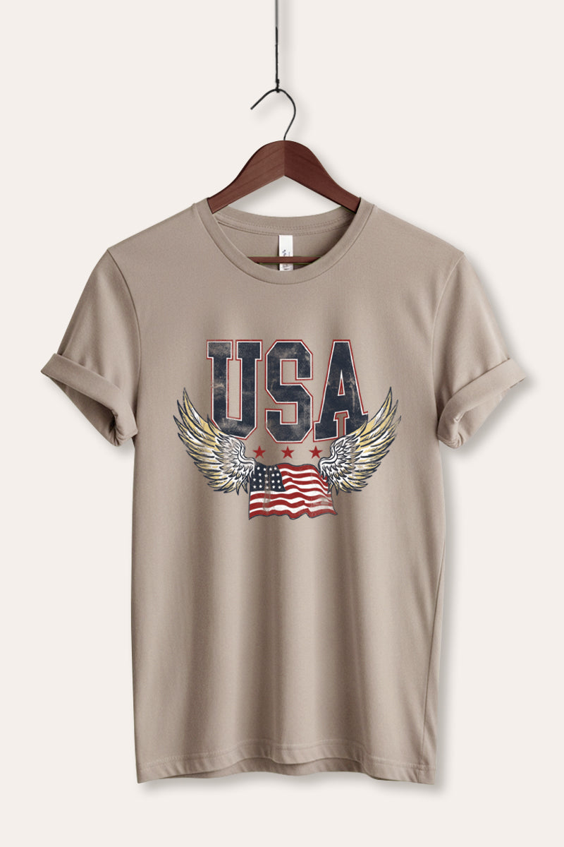 USA Flag Wings Of Freedom Graphic Women's Jersey Tee