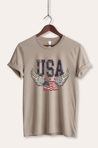 USA Flag Wings Of Freedom Graphic Women's Jersey Tee