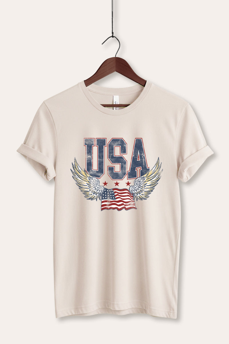 USA Flag Wings Of Freedom Graphic Women's Jersey Tee