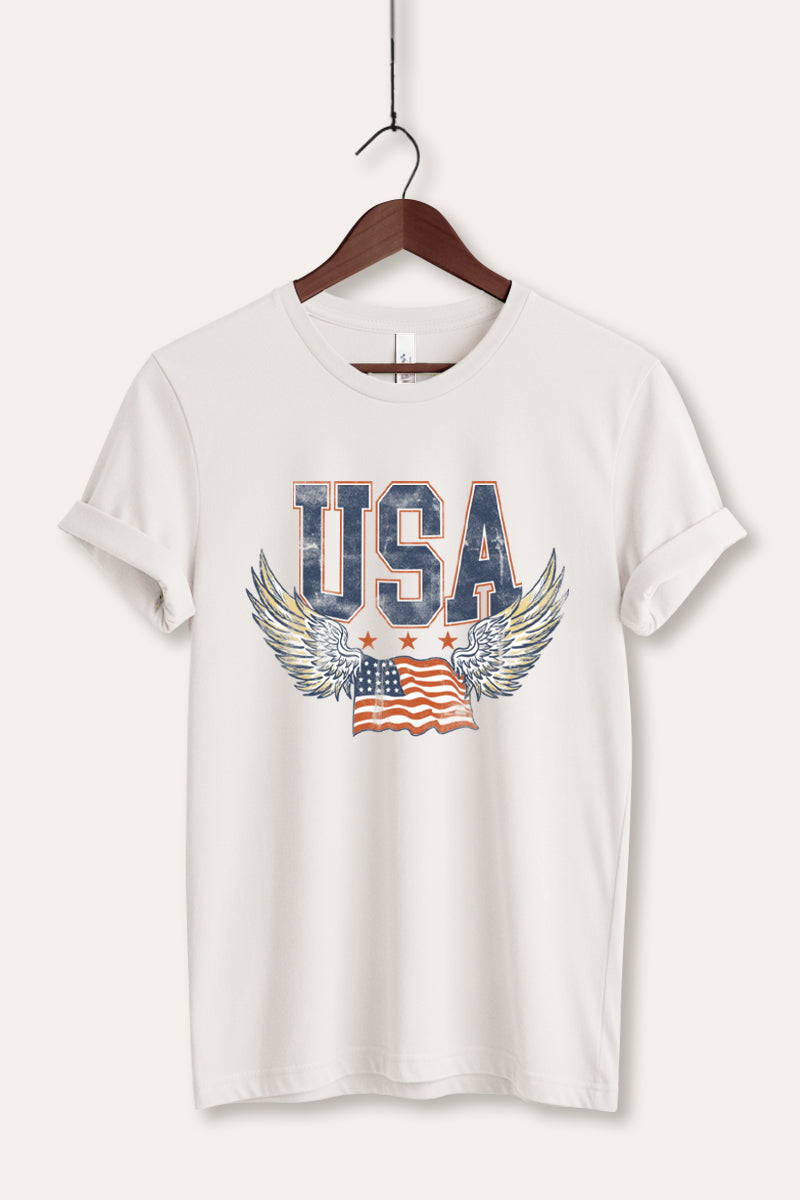 USA Flag Wings Of Freedom Graphic Women's Jersey Tee