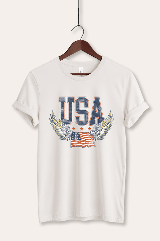 USA Flag Wings Of Freedom Graphic Women's Jersey Tee