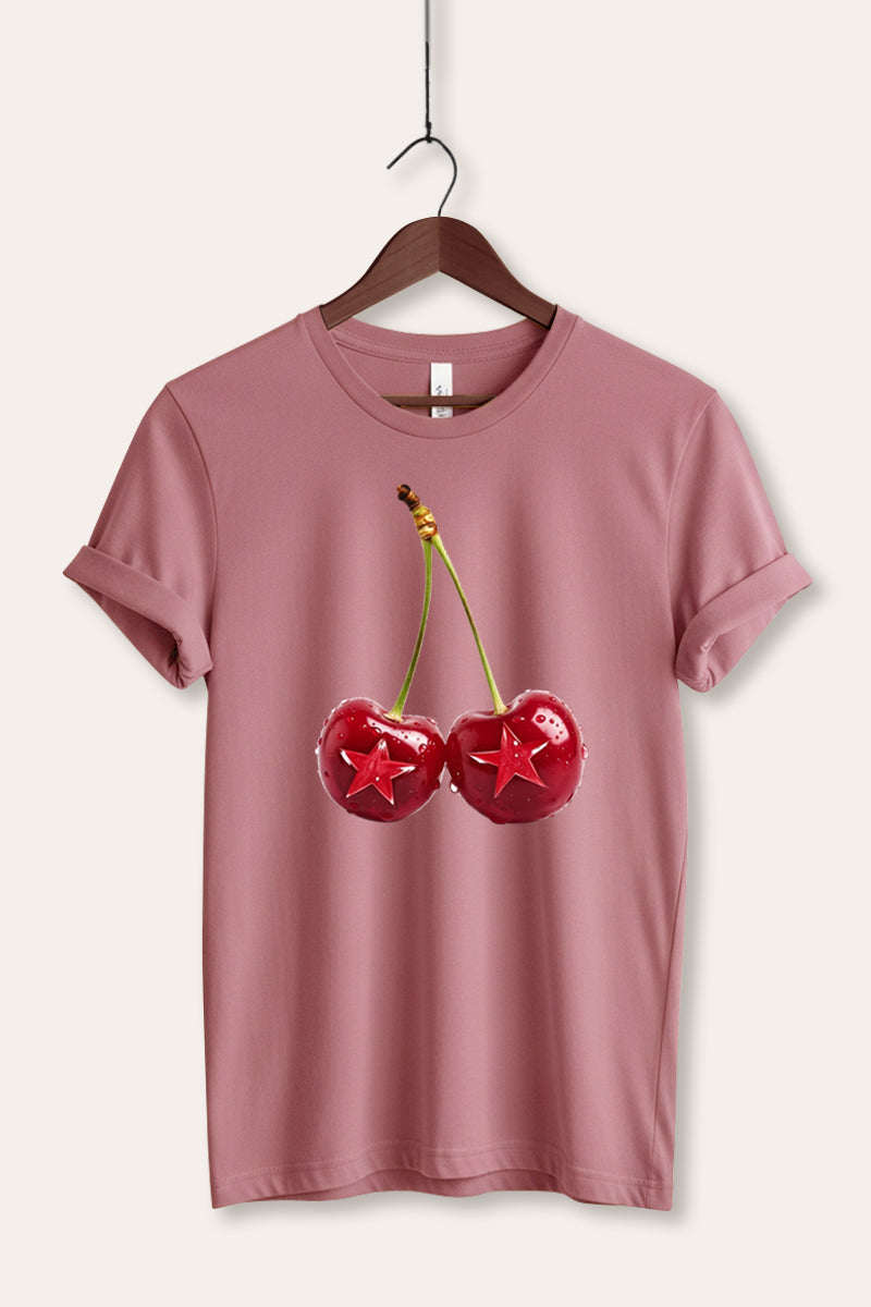Cherry Star Fruit Graphic Women's Jersey Tee