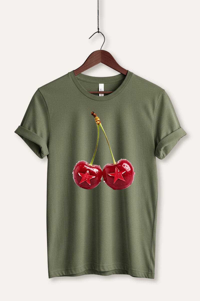 Cherry Star Fruit Graphic Women's Jersey Tee