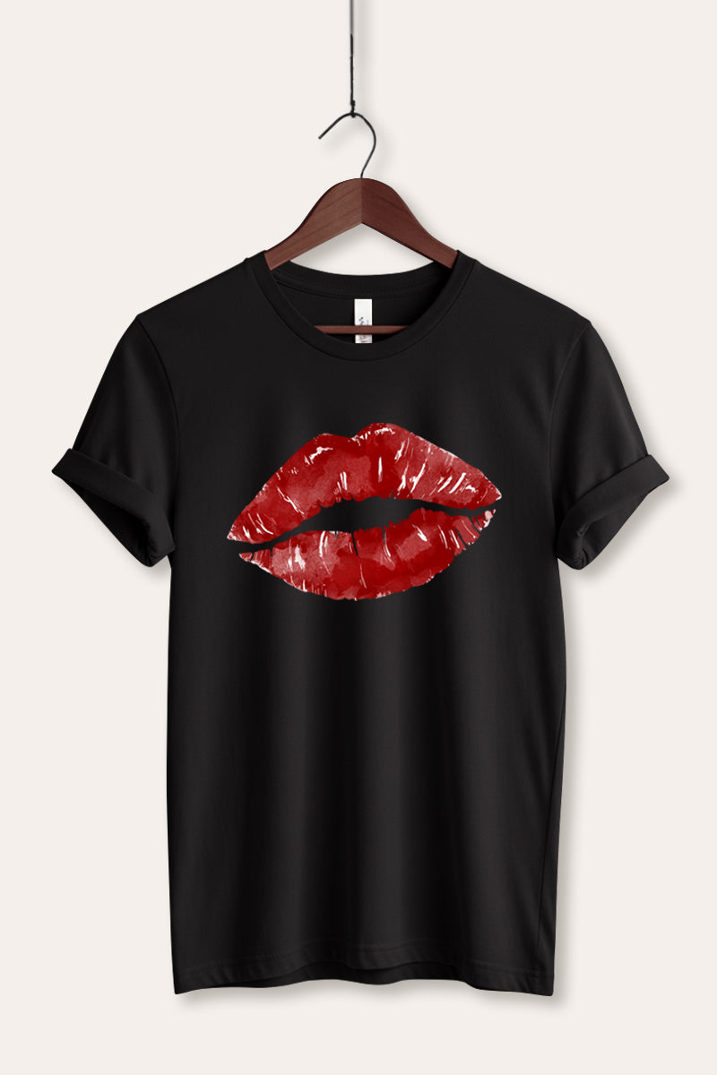red kiss lips graphic bella+canvas® tee