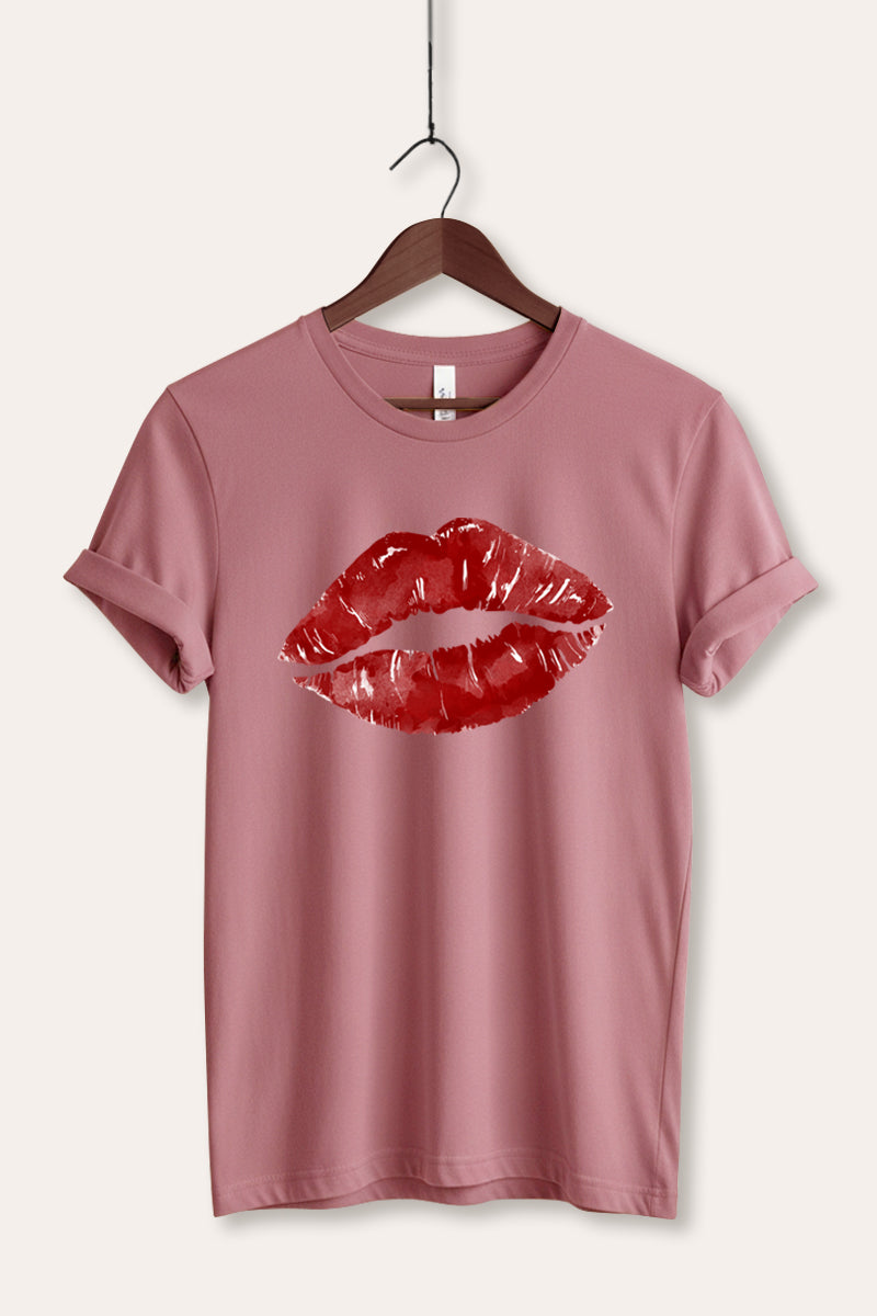 red kiss lips graphic bella+canvas® tee