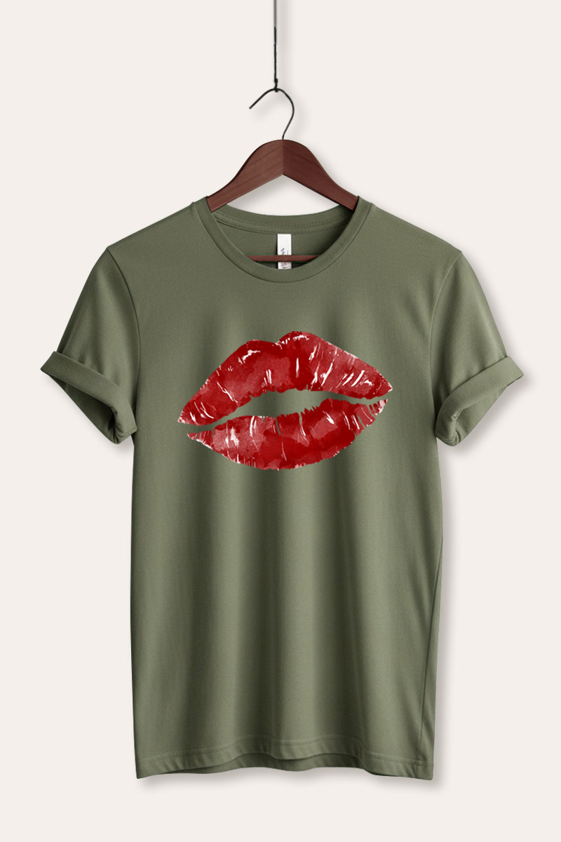 red kiss lips graphic bella+canvas® tee