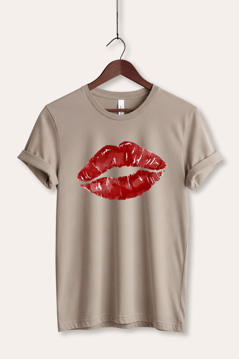 red kiss lips graphic bella+canvas® tee