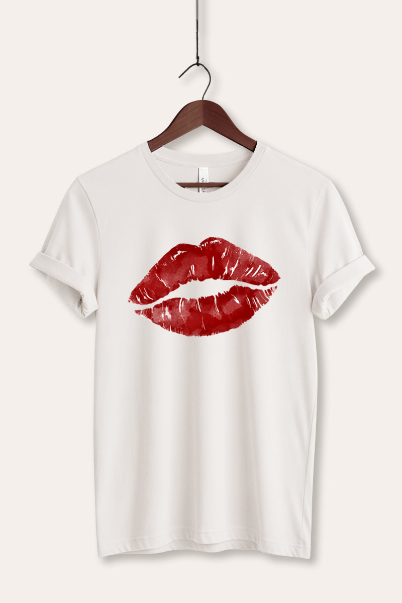 red kiss lips graphic bella+canvas® tee